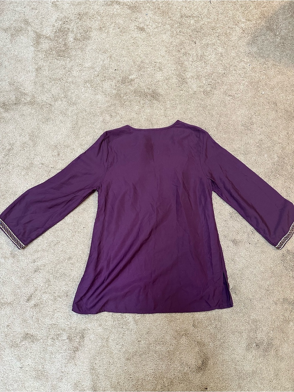 Soft Surroundings Floral Embroidered Beaded Embellished Long Sleeve Tunic Top M - Picture 3 of 8